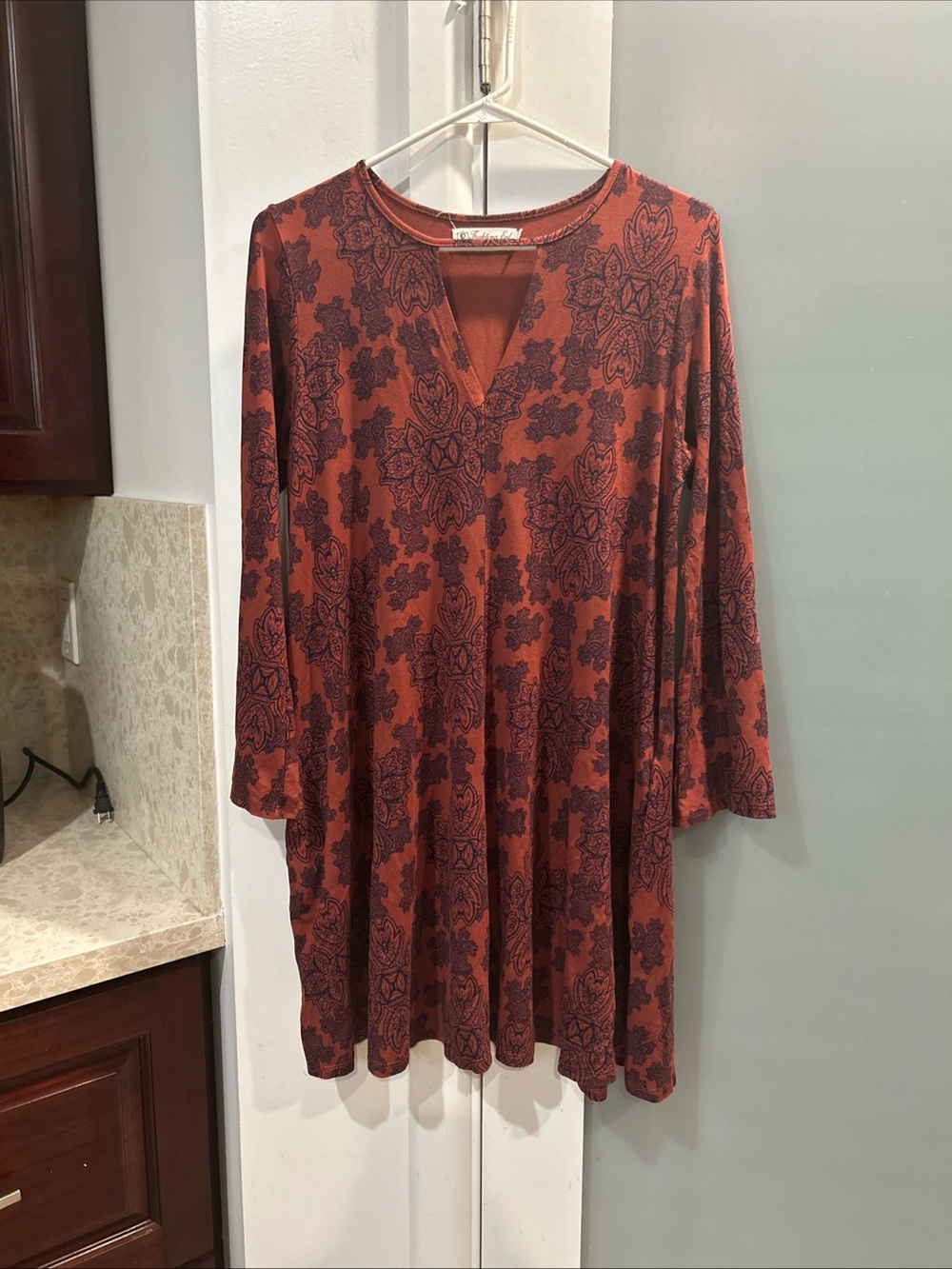 Fighting Eel Long Sleeve Above The Knee Dress with Pockets Large